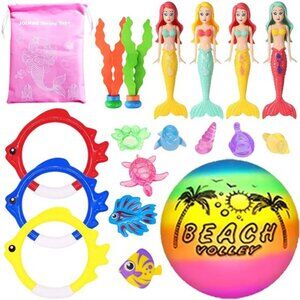 Girls 18 Pcs Diving Pool Toys for Kids Ages 3-12 Set with Storage Bag Pool Games
